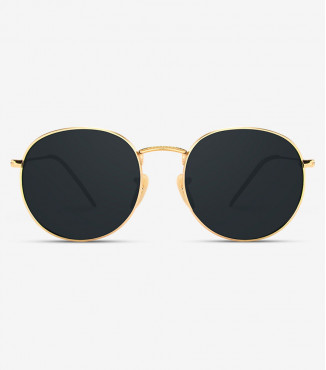 Black tinted round sunglasses