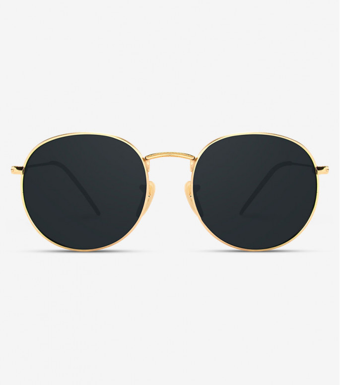 Black tinted round sunglasses