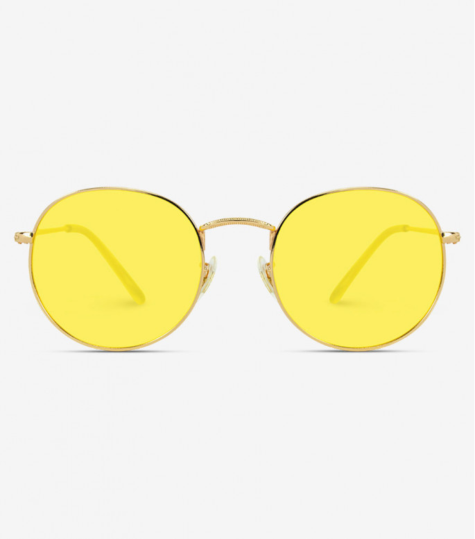 Gold yellow solid full rim round