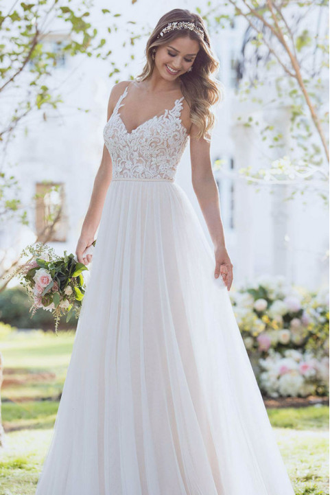 White Fabric Gown For Bride
